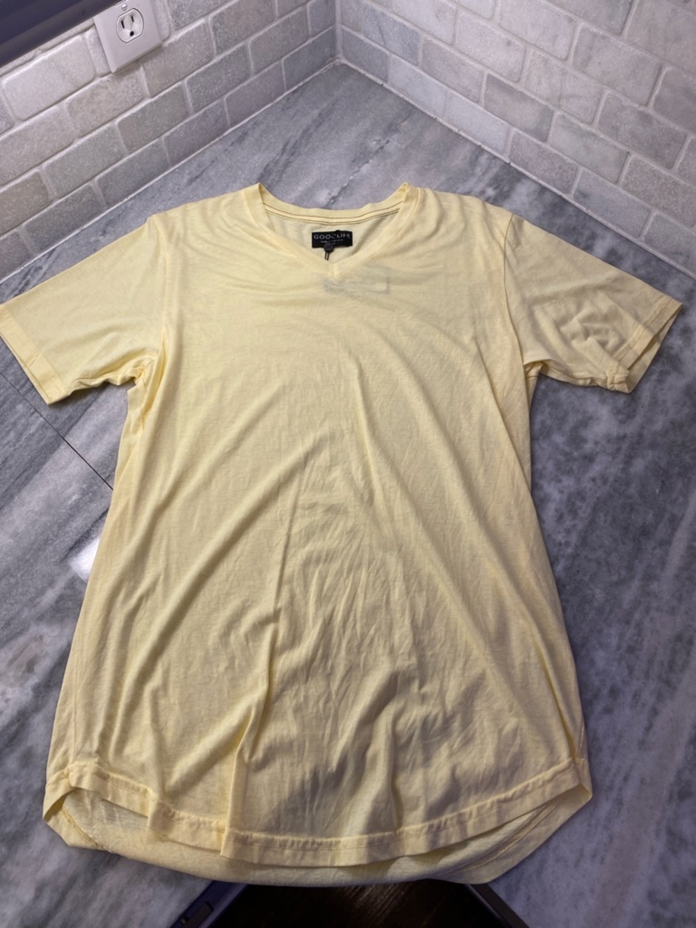 Goodlife Men's Pale Yellow V-Neck Tee